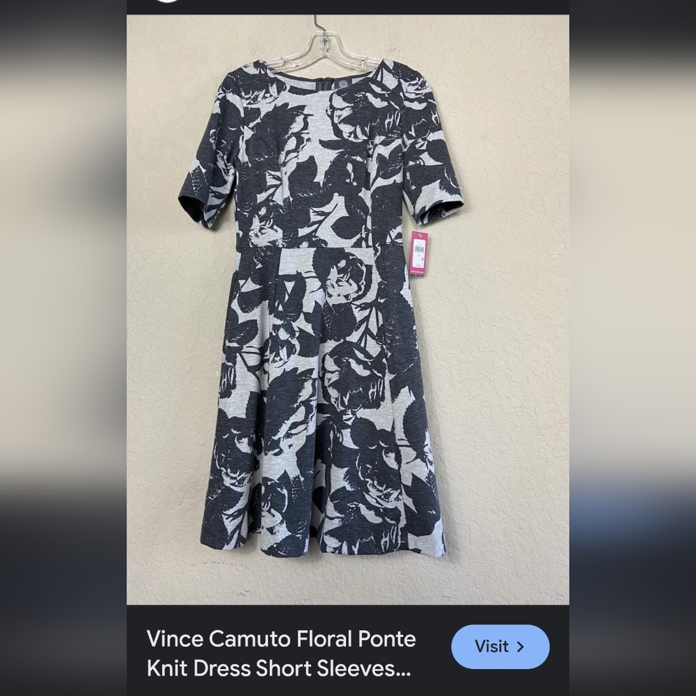 Size 6 Vince camuto floral black and grey dress . One piece . Summer .
